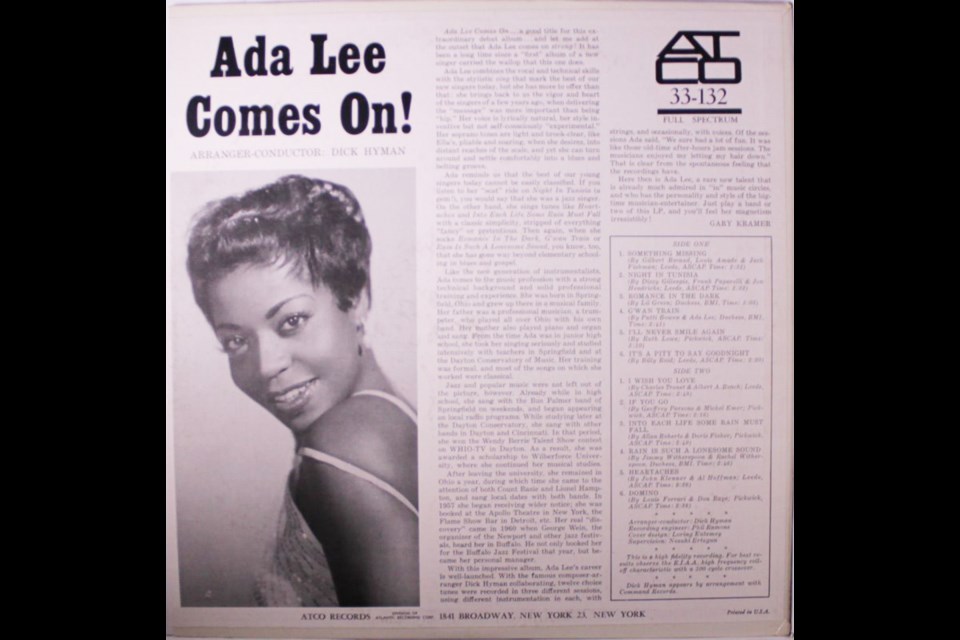 Ada Lee Comes On!, featuring 12 tracks, came out in 1961 on Atco Records.