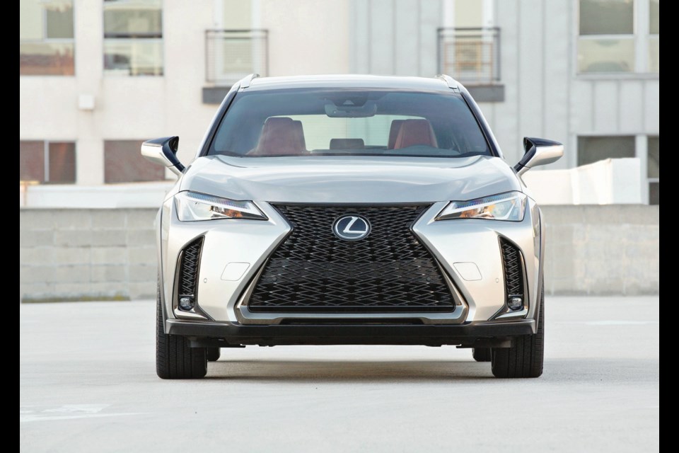 The Lexus UX follows the brand's current design philosophy, starting with an oversize spindle grille.