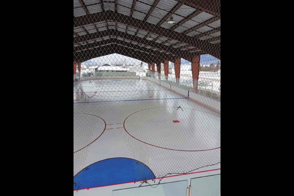 After days of work, the ice at Ernie Sam Memorial Arena on Nak’azdli Whut’en territory in Fort St. James is almost ready for Sunday’s B.C. Hockey Major Midget League regular-season game between the Cariboo Cougars and Vancouver Northeast Chiefs. – Handout photo courtesy of Trevor Sprague