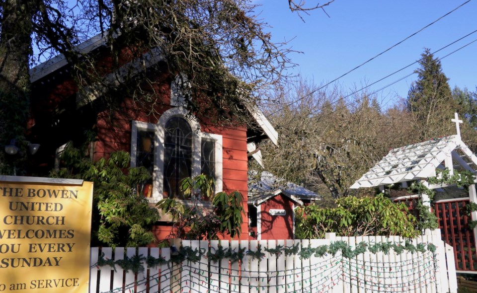 The Little Red Church which hosts Bowen's food bank.