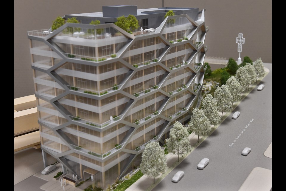 On Jan. 21, the Development Permit Board voted unanimously in favour of a 10-storey building that would house Nature’s Path’s new head office. Although the architects took into consideration the building’s proximity to the East Van cross, relocation of the public art piece is not out of the question. Photo Dan Toulgoet