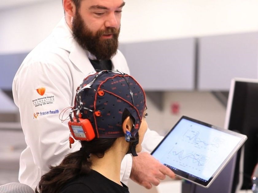 Simon Fraser University PhD student Shaun Fickling uses Brain Vital Signs to monitor brain function. photo supplied