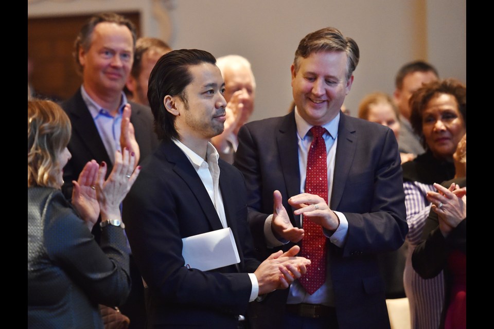 Christian Chan of the Chan family was at a news conference Wednesday with Mayor Kennedy Stewart to announce his family was donating $40 million to help build a new $350-million Vancouver Art Gallery. Photo Dan Toulgoet