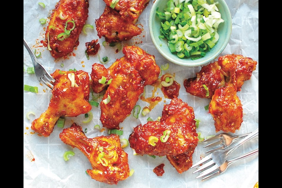 These sticky roasted wings are coated with a sumptuous sweet and spicy Korean-style mixture.