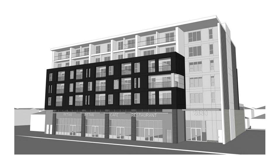 Rendering of north facade from Grandview Highway.