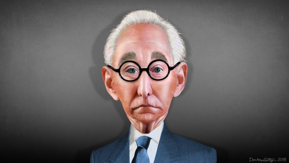Reputed dirty trickster and dapper provocateur Roger Stone. Illustration Flickr/DonkeyHotey