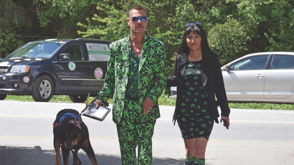 S&M Medicinal Sweet Shoppe owners Michelle and Doug Sikora walk to provincial court in May. Photo S