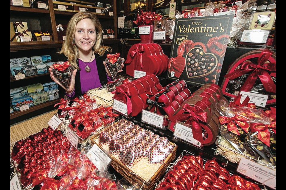 UVic assistant professor of geography Sophia Carodenuto, who has been studying cocoa farming and fair trade in West Africa, at Rogers' Chocolates in Victoria.