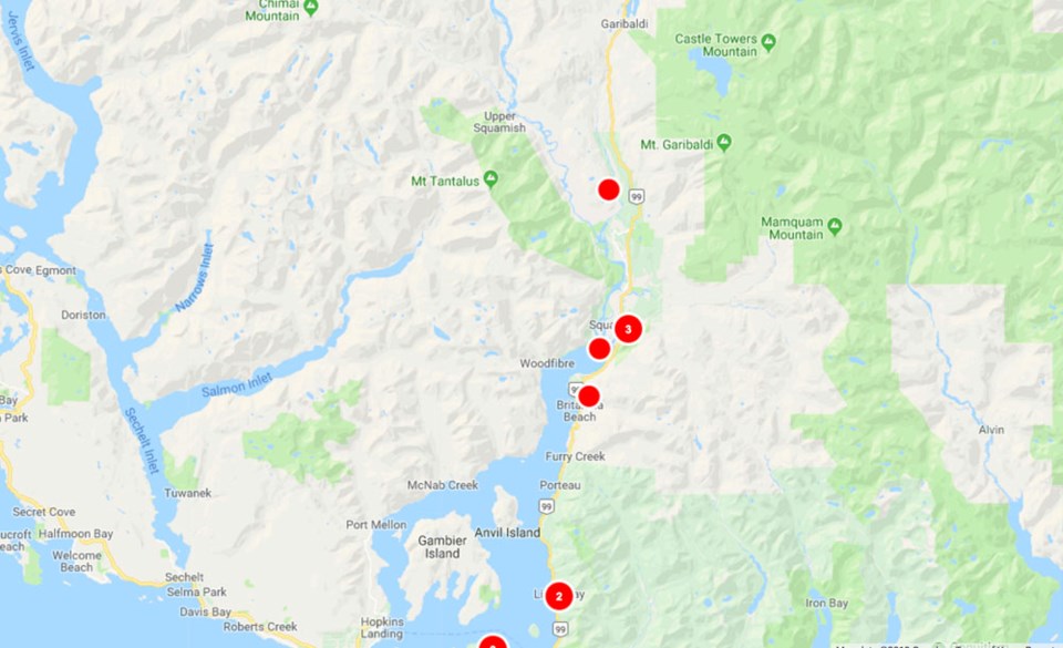 BCHydro power outages on Feb. 9
