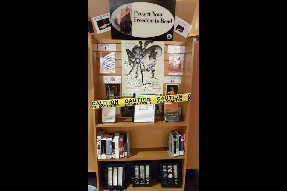 Last year's display of banned books at the Richmond Public Library for Freedom to Read Week. Photo: Submitted