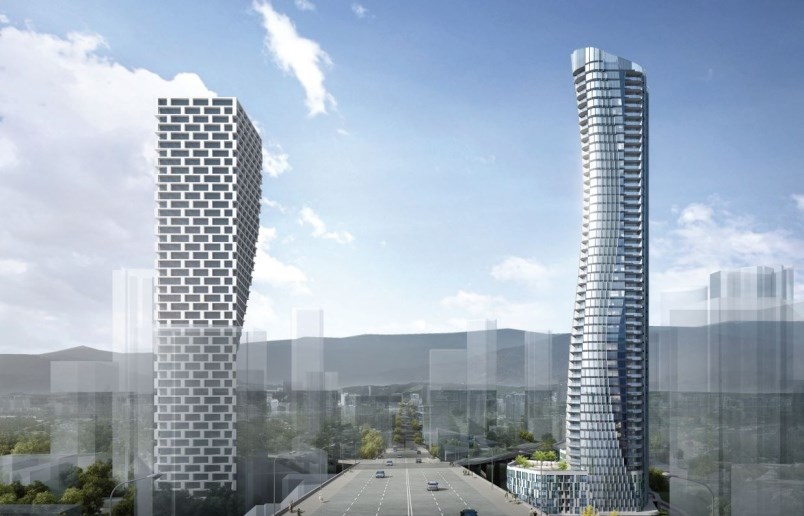 In this rendering, the 54-storey tower proposed for 601 Beach Ave. is on the right. GBL ArchitectsRe