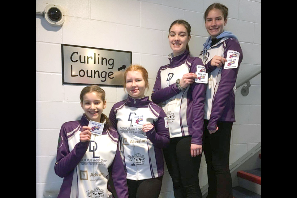 Tunnel Town Curling Club juniors Meredith Cole and Keira McCoy teamed up with Jenna and Chelsea Taylor to earn a spot in next month's B.C. U18 Championships at the Juan de Fuca Curling Club.