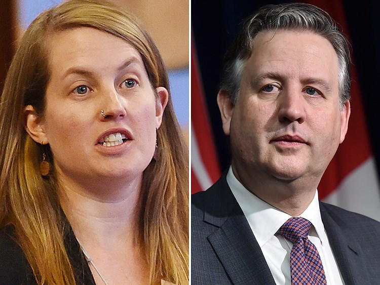 OneCity Coun. Christine Boyle and Mayor Kennedy Stewart were in debate Wednesday at city hall over the need for a public inquiry into money laundering in B.C. Photo Dan Toulgoet