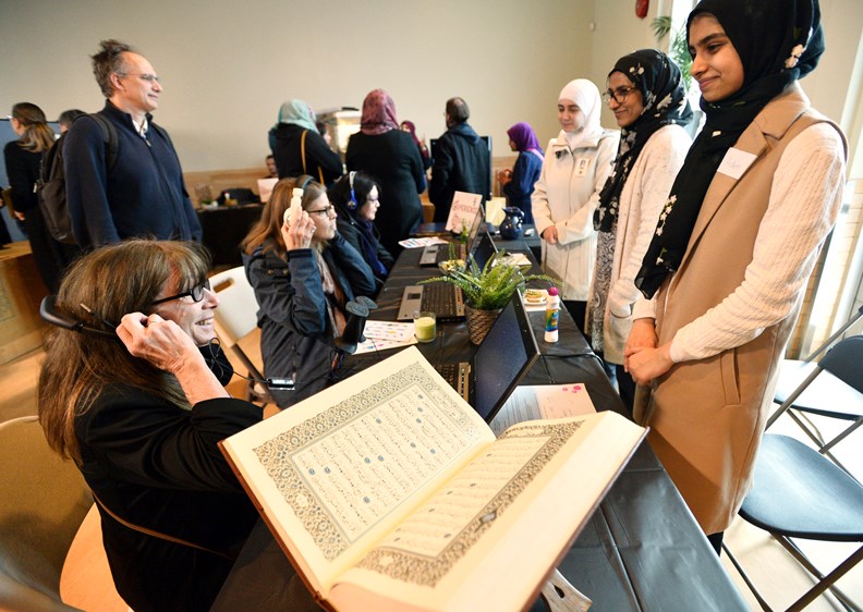 The experience Quran display at the Masjid Al-Salaam mosque open house. Photo: Jennifer Gauthier