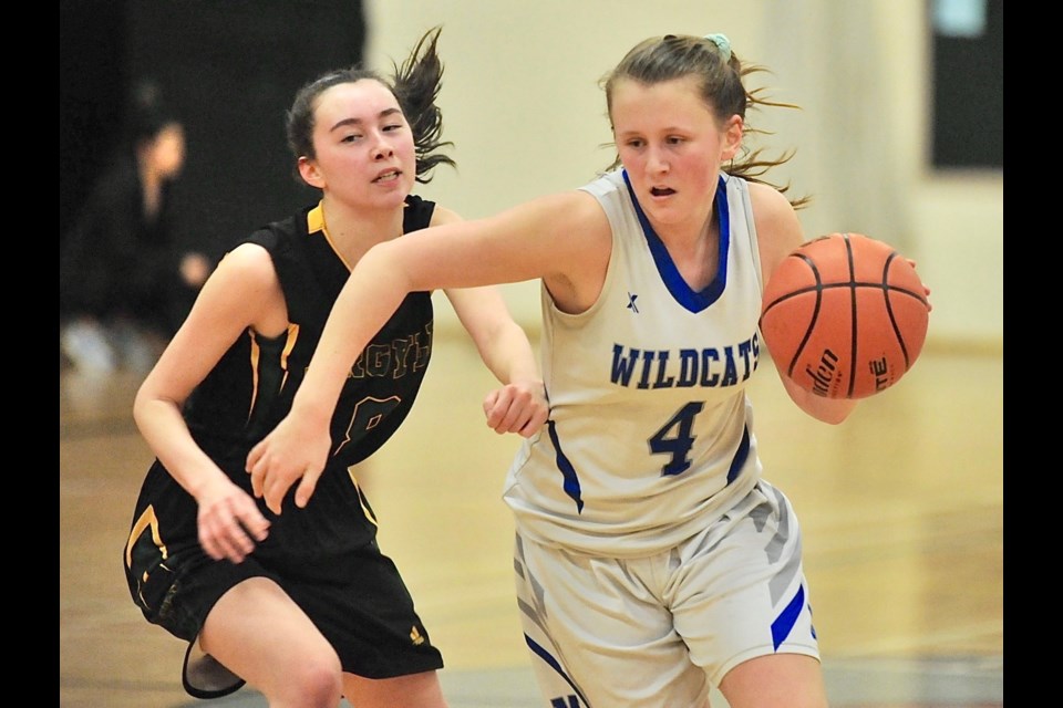 McMath's Liz Kennedy drives to the basket during Saturday's Crehan Cup Lower Mainland final against the Argyle Pipers. The Wildcats fell 88-67 but will move on to next week's BC AAA Championships in Langley.