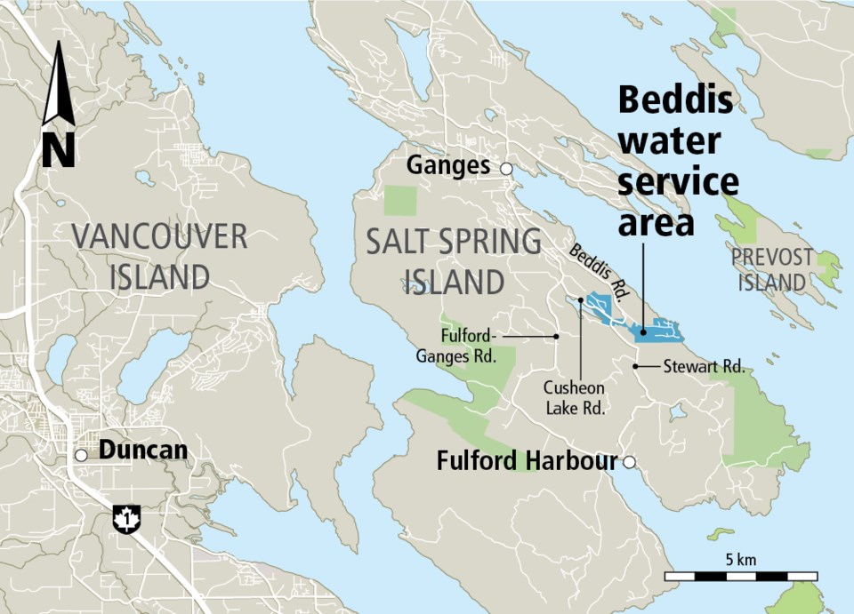 Beddis water service area on Salt Spring Island