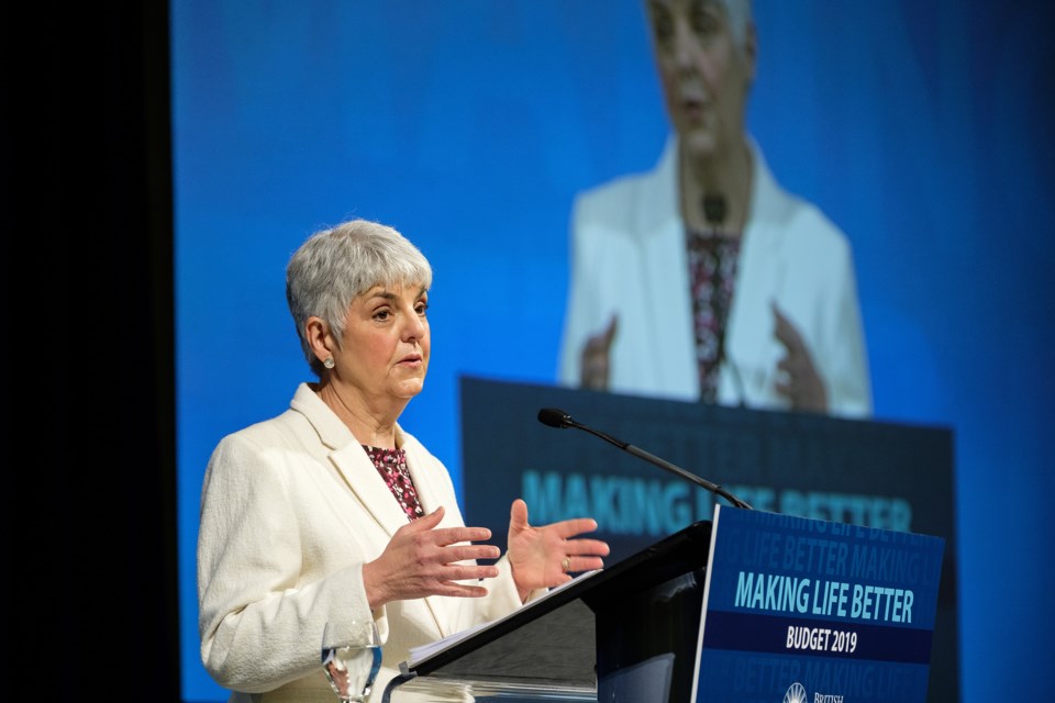 B.C. finance minister Carole James delivers the 2019 provincial budget Feb. 19. Photo Province of Br