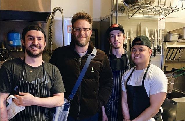 Pepino’s shouted out the celeb visitor, calling Seth Rogen our city’s “prodigal son,” with a pic of