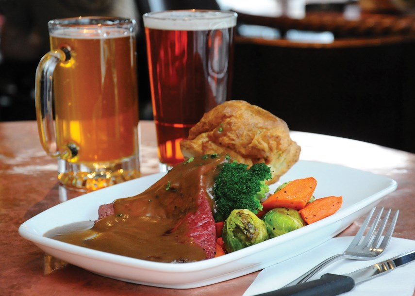 Sailor Hagar’s Sunday special: Baron of Roast Beef with Yorkshire Pudding The pub also features its own beer, such as the Bengal IPA and Lager, as well as other brands.