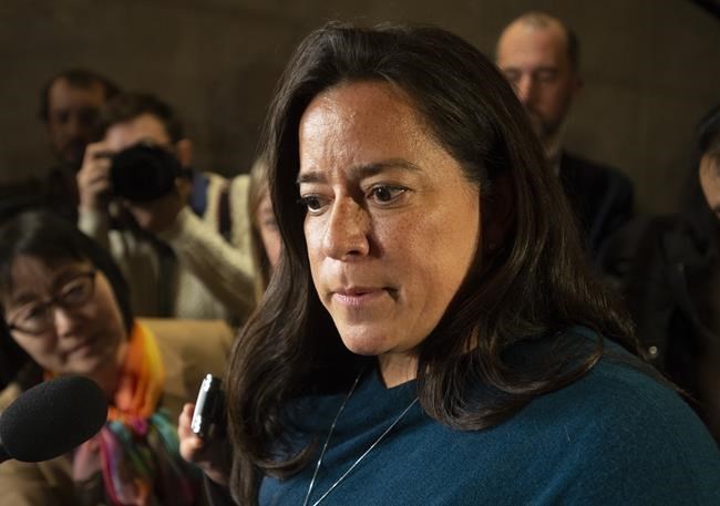 Jody Wilson-Raybould speaks with the media after appearing in front of the Justice committee in Ottawa, Wednesday, Feb. 27, 2019. THE CANADIAN PRESS/Adrian Wyld