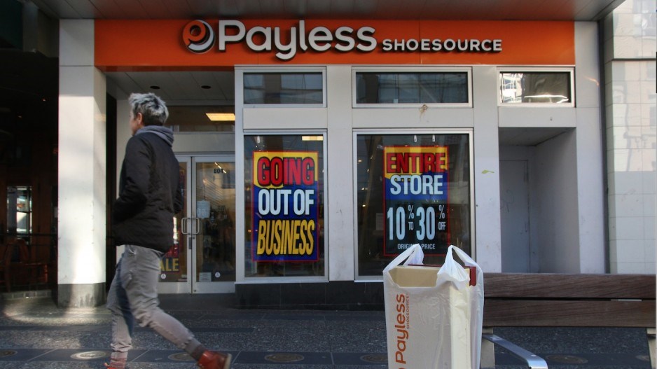 Payless ShoeSource plans to close all 2,500 physical stores, including 31 in B.C., such as this stor