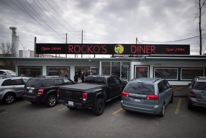 Customers enter Rocko’s 24-Hour Diner where Luke Perry filmed scenes for a television show