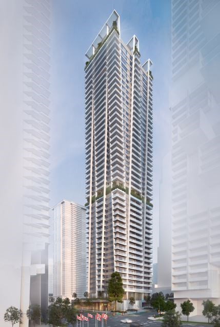 The 49-storey tower proposed for 1450 West Georgia. Rendering Yamamoto Architecture