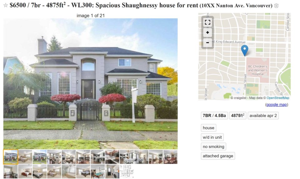 Craigslist ad large house to rent