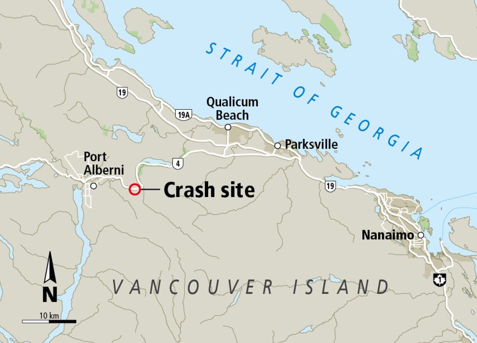 Map - Alberni summit crash site, March 12, 2019