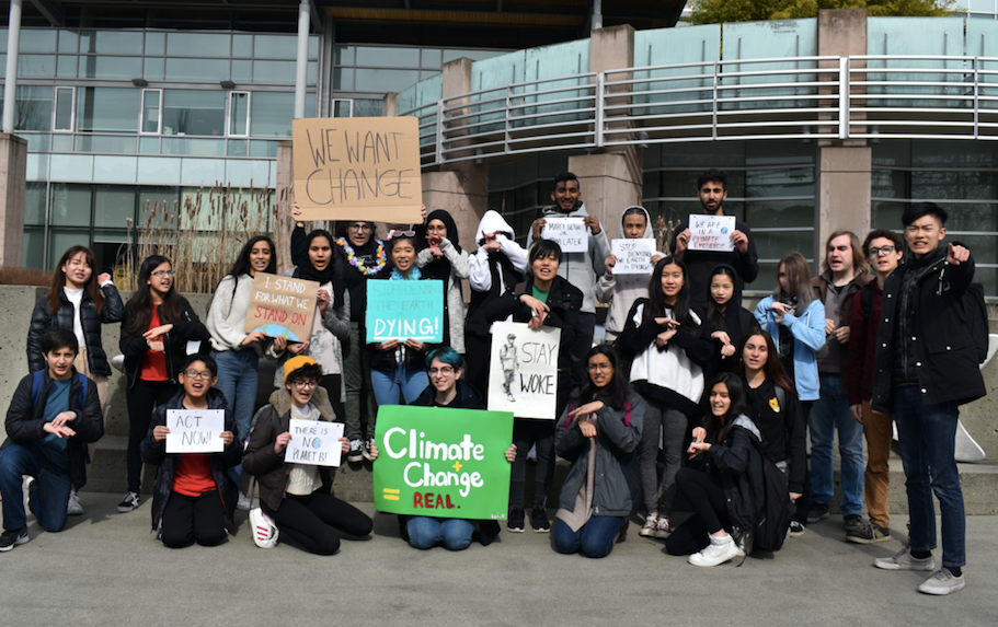 Richmond students chanting "climate change is real" at a strike for climate action on Friday, March 15. Photo: Alyse Kotyk
