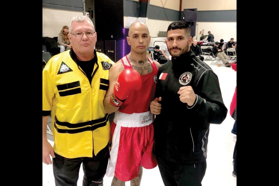 Rick Shannon with Marcus Davies and Tariq Abdulrahman, coach/owner of the Lift Training Centre.