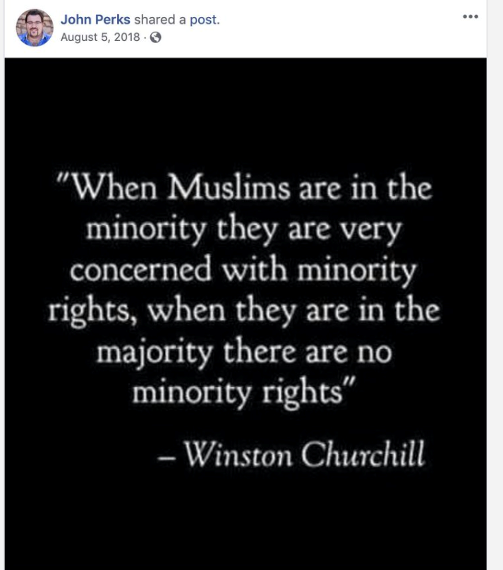 John perks muslims Facebook post