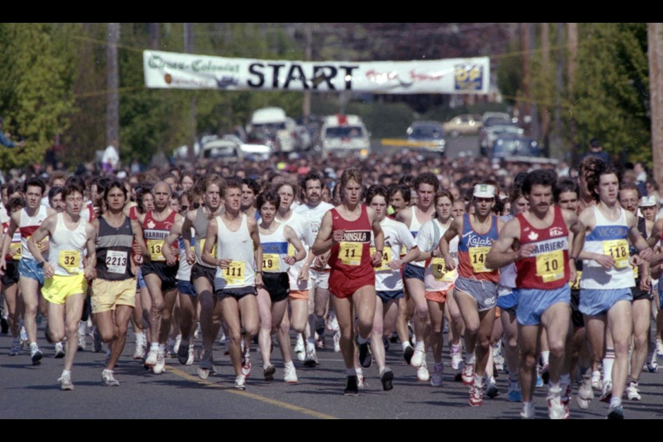 And they're off! A field of 2,272 participants rolls out from the starting line on Superior Street in the inaugural Times Colonist 10K on Sunday, April 29, 1990.