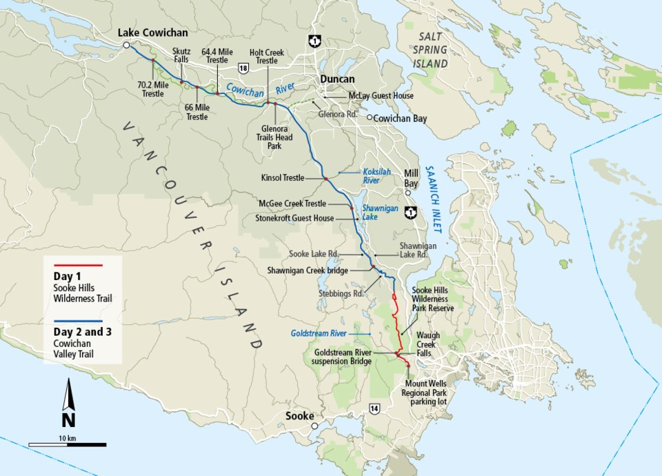 Map - Sooke Hills Wilderness Trail and Cowichan Valley Trail