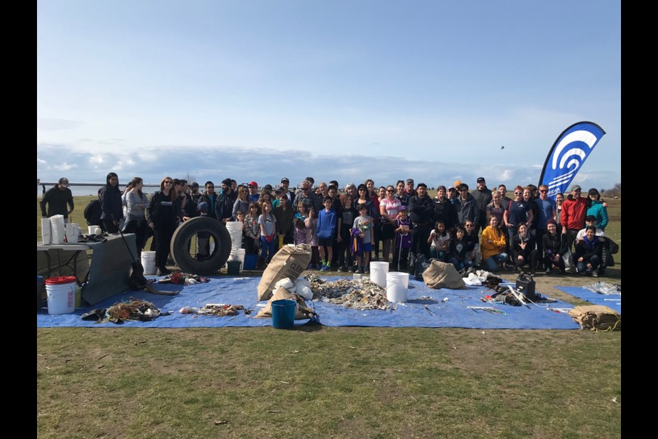 A petition to ban foam food packaging in Richmond was launched after a shoreline litter pickup at Garry Point Park last Saturday. The community event had around 50 volunteers attending. Photo submitted