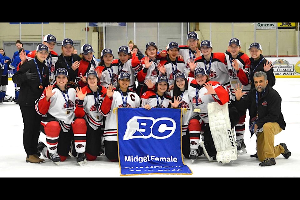 Richmond Ravens capped an outstanding season by capturing B.C. Hockey's Provincial Midget Girls Championships in Fort St. John. A six-game unbeaten run concluded with a 4-0 win over South Island in Sunday night's gold medal game. It's the fifth provincial title for head coach AJ Sander since taking on the program 11 years ago.