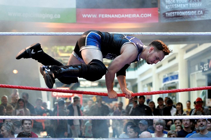 The Royal City Rumble pre show at Royal City Centre. Adam Ryder enters the ring. Photo: Jennifer Gauthier