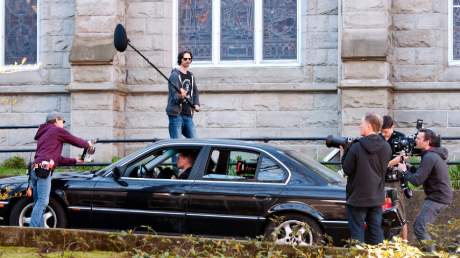 A film crew gets to work in downtown Vancouver. Photo Chung Chow