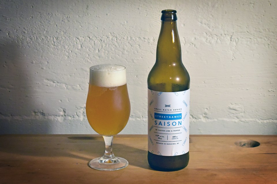 From good ol’ Nanaimo, White Sails Brewing’s Streetnames Saison puts a little pepper and kaffir lime