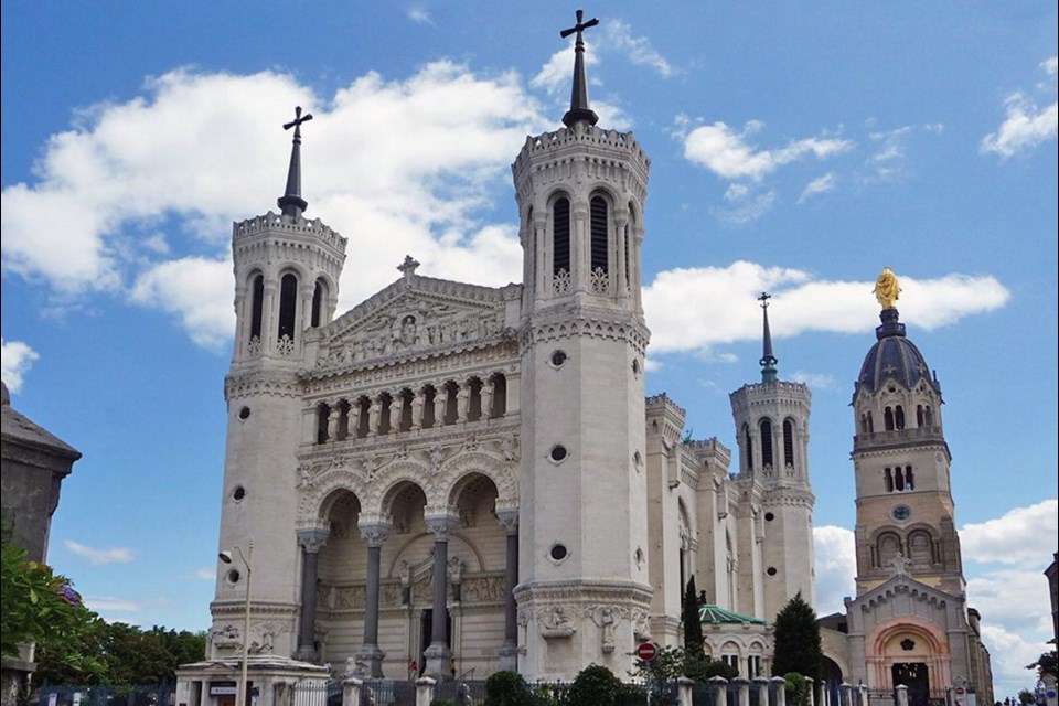 Notre-Dame Basilica is perched atop Lyon's Fourviere Hill.
