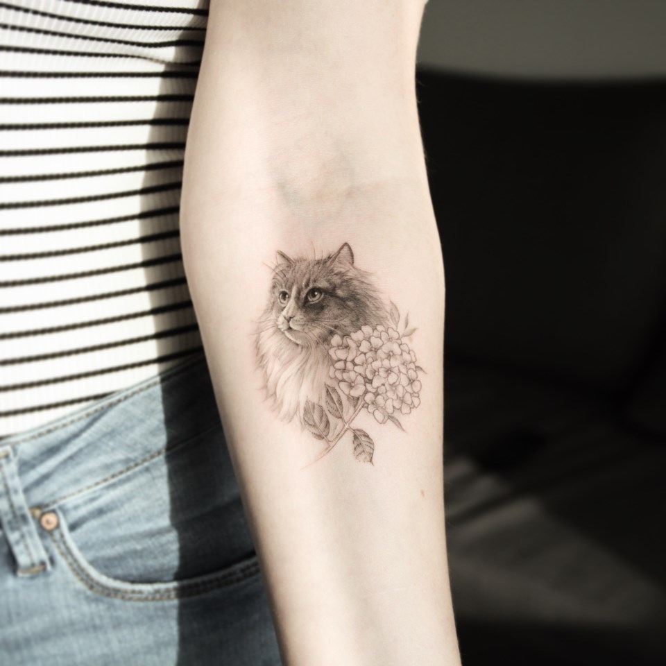 Cat portrait tattoo