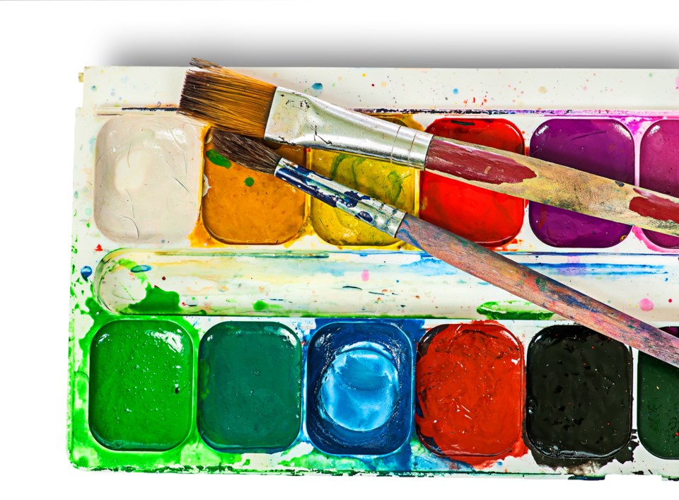 watercolour, paint palette, stock photo