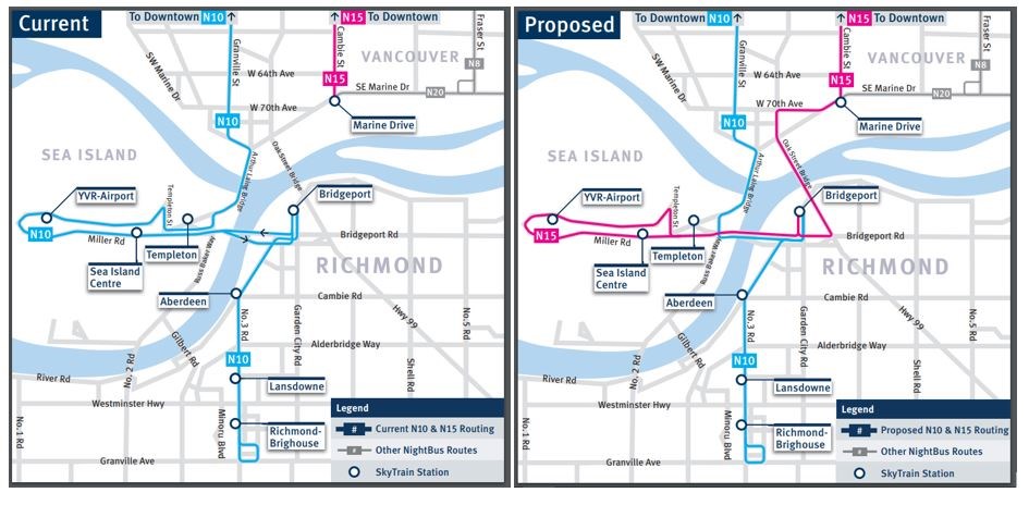 N10 bus route change