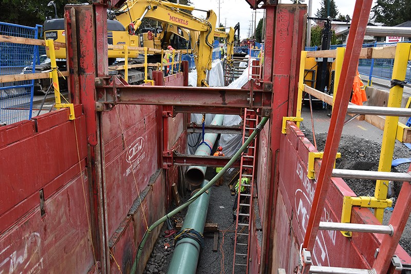 The FortisBC dig on Como Lake Avenue, at the Blue Mountain intersection.