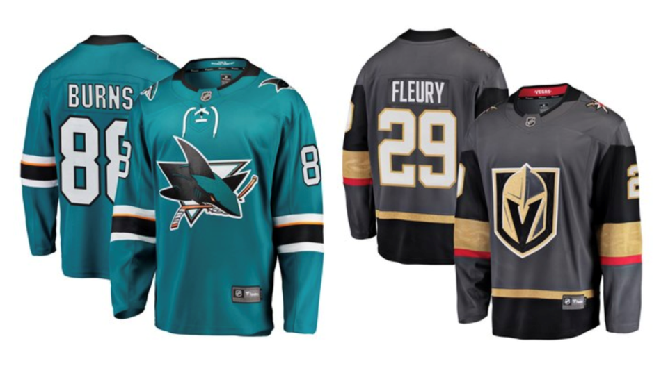 Sharks Golden Knights jerseys