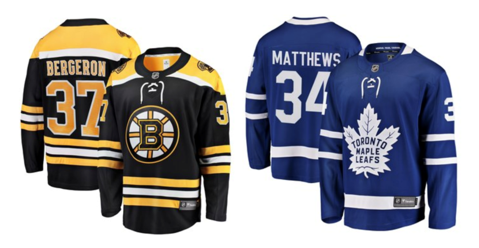 Bruins Leafs jerseys