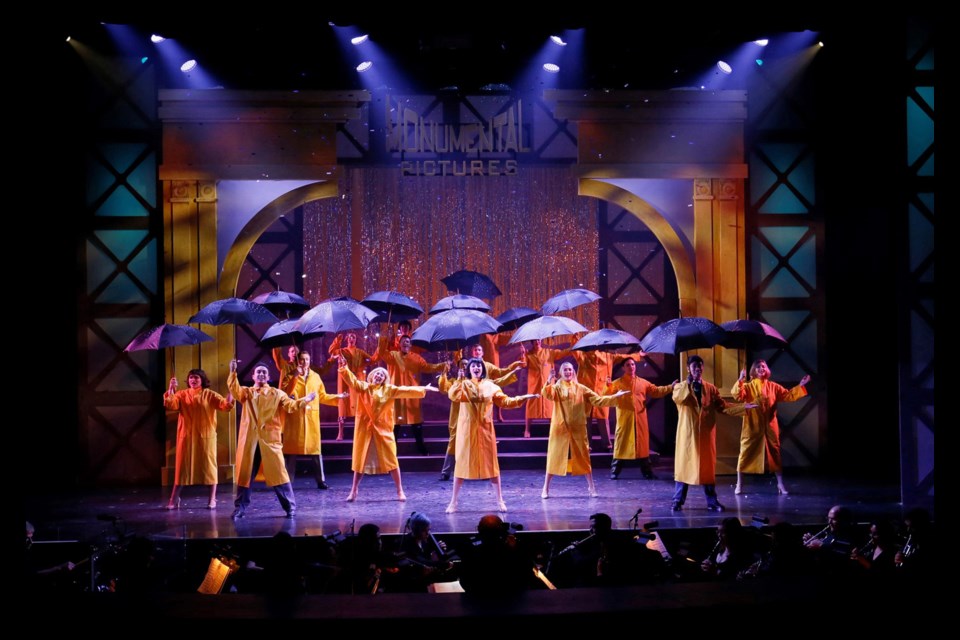The ensemble of Royal City Musical Theatre's Singin' in the Rain displayed dazzling tap dancing skills. The production, marking RCMT's 30th anniversary, is onstage at Massey Theatre until April 20.