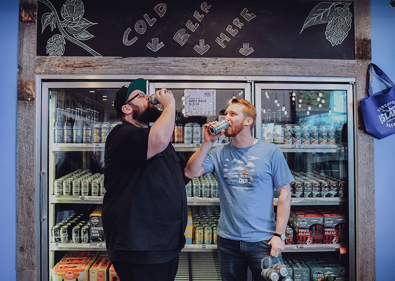 Marketing manager Chris Bjerrisgard (on left) and brewer Danny Seeton make beer that’s both vegan an