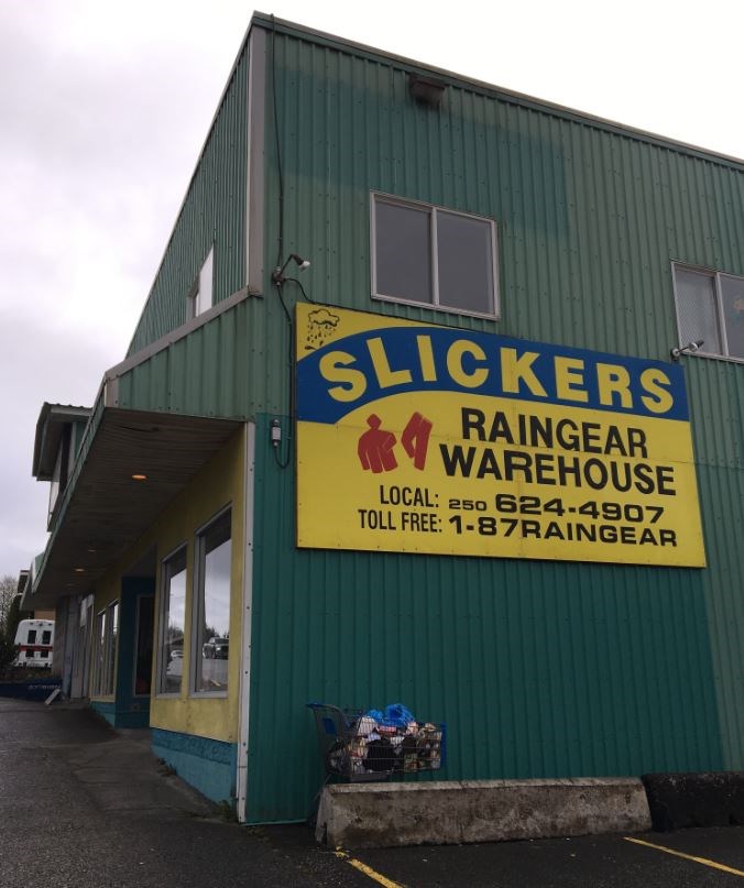 Need a rain coat and gumboots? Slickers has you covered. Photo Grant Lawrence