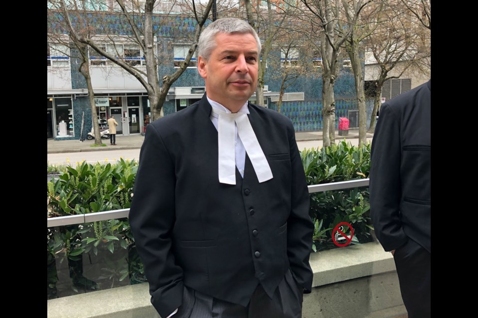 Defence lawyer Kevin McCullough outside the Vancouver Law Courts. He is representing Andrew Berry, the Oak Bay father charged with second-degree murder in the deaths of his two young daughters on Christmas Day 2017.